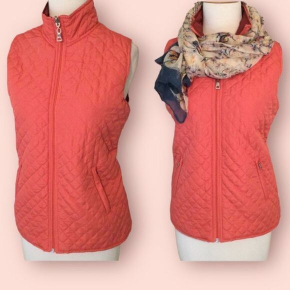 ACTIVE Studio Coral Quilted Vest Bonus Scarf S‎ - Picture 1 of 13